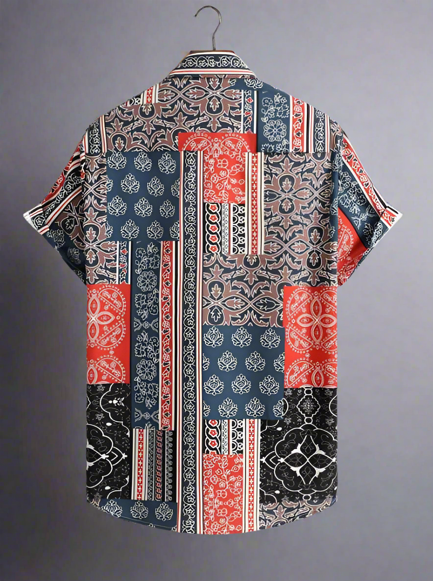 Men's Short-Sleeve Shirt | Red and Black Ombre