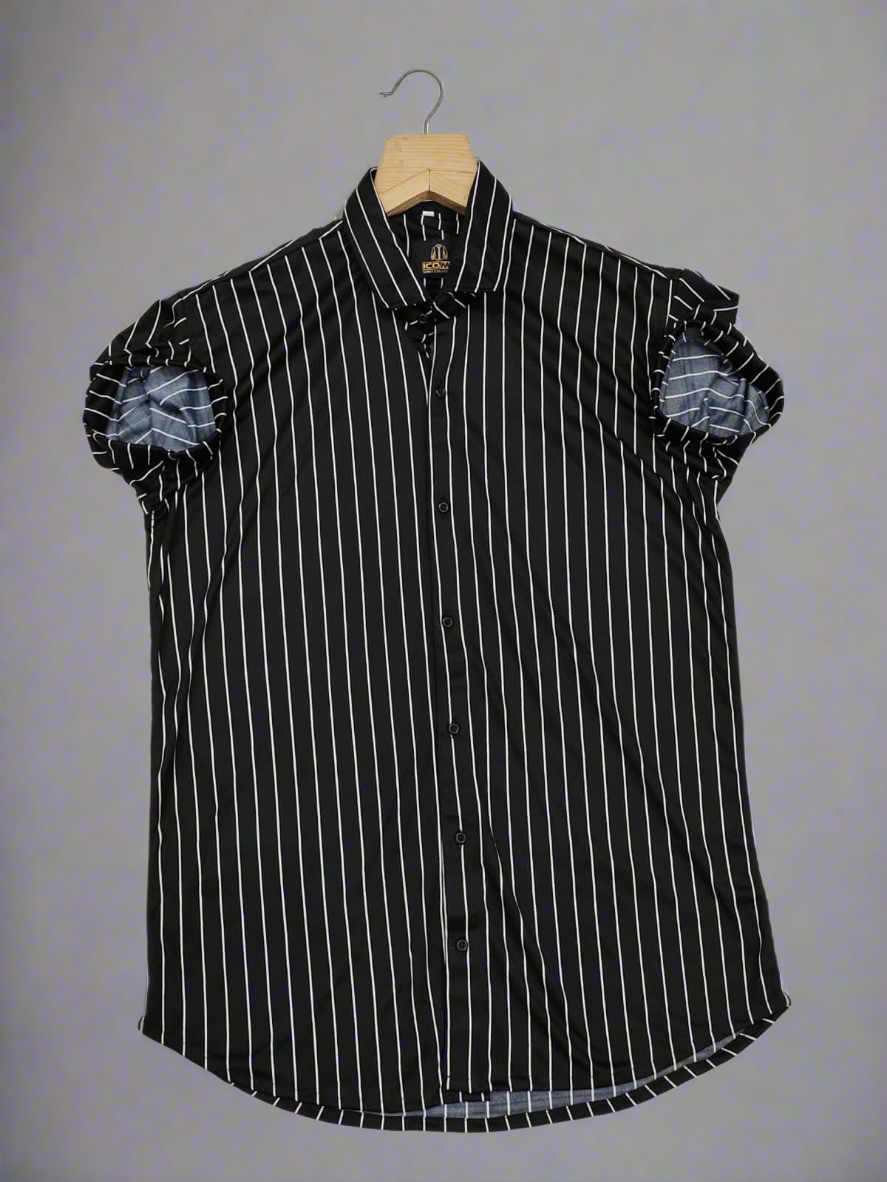 Men's Pinstripe Casual Shirt | Black