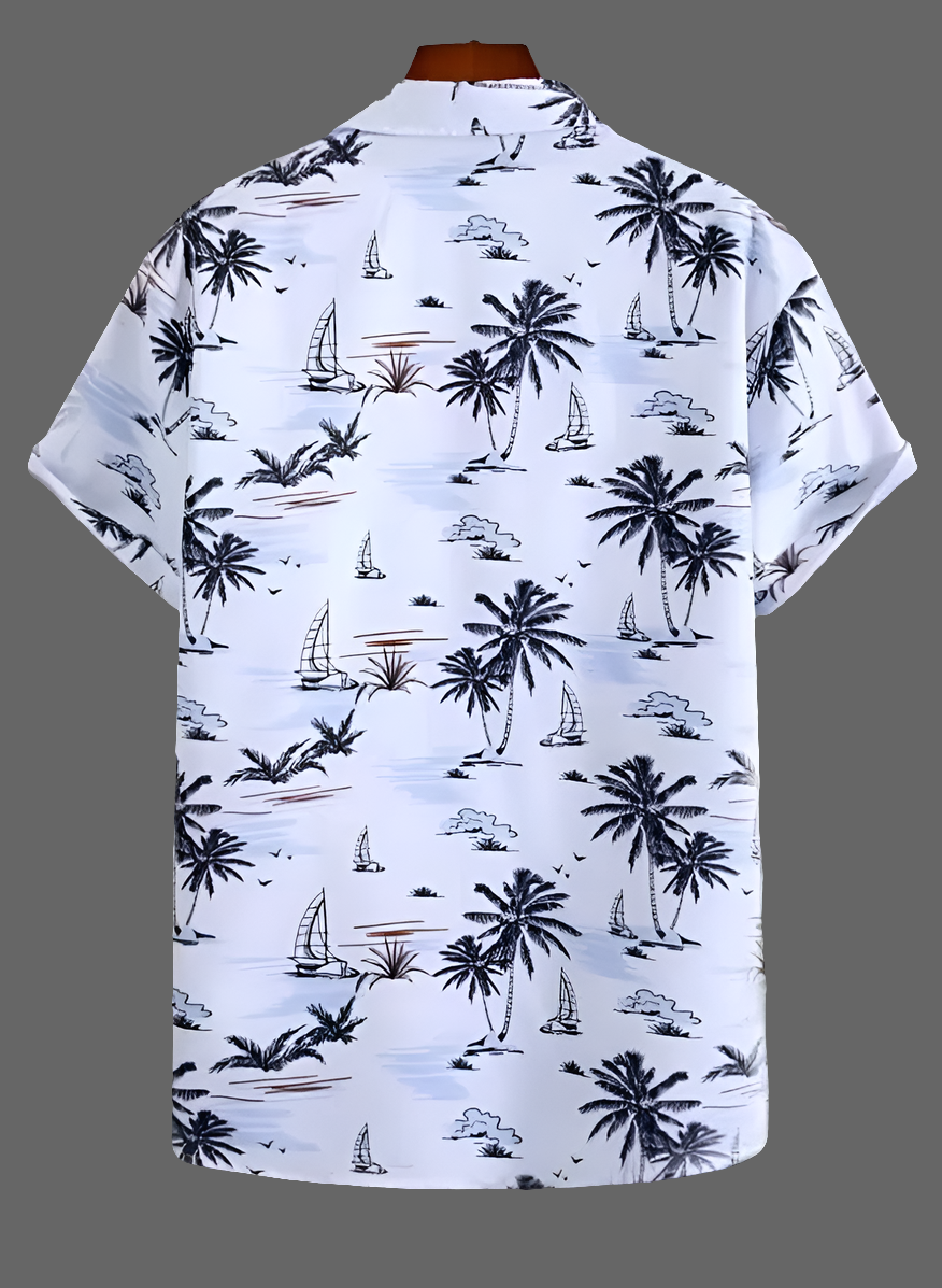 Casual White Half-Sleeve Hawaiian Shirt