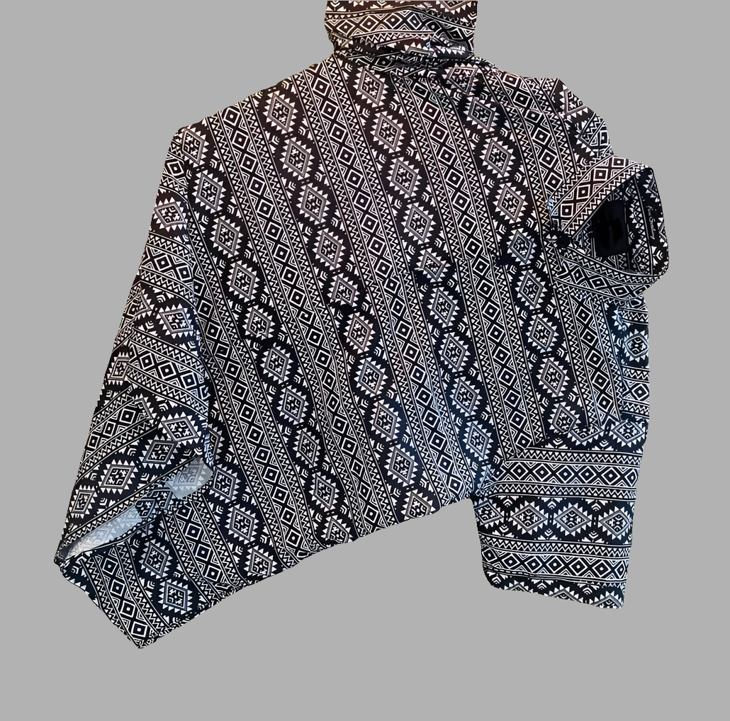 Men's Black and White Aztec Print Shirt | Free Size