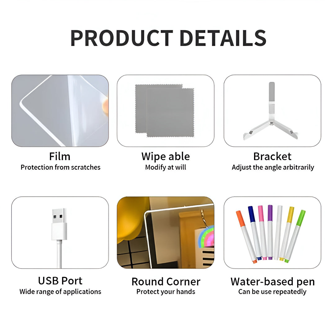 3D LED Light Glass Acrylic Writing pad