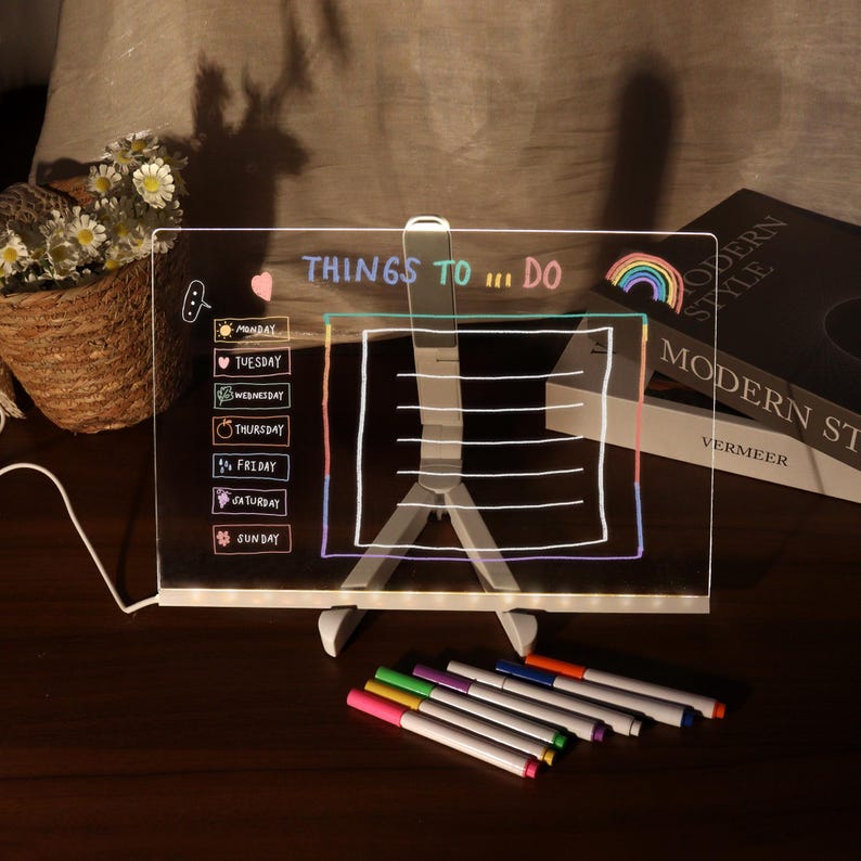 3D LED Light Glass Acrylic Writing pad